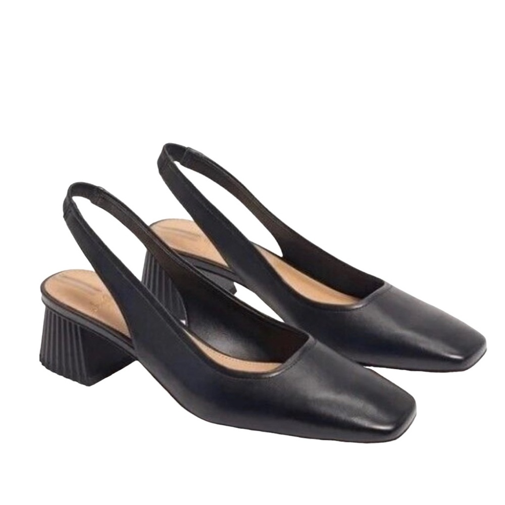Sam Edelman Leather Slingback Pumps Toren Black Heels 8M NEW